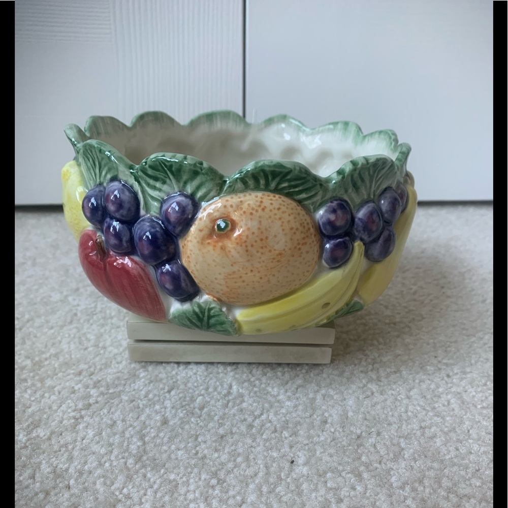 Fitz & Floyd Ironstone Dish, 3 dimensional fruit all the way around, no chips.